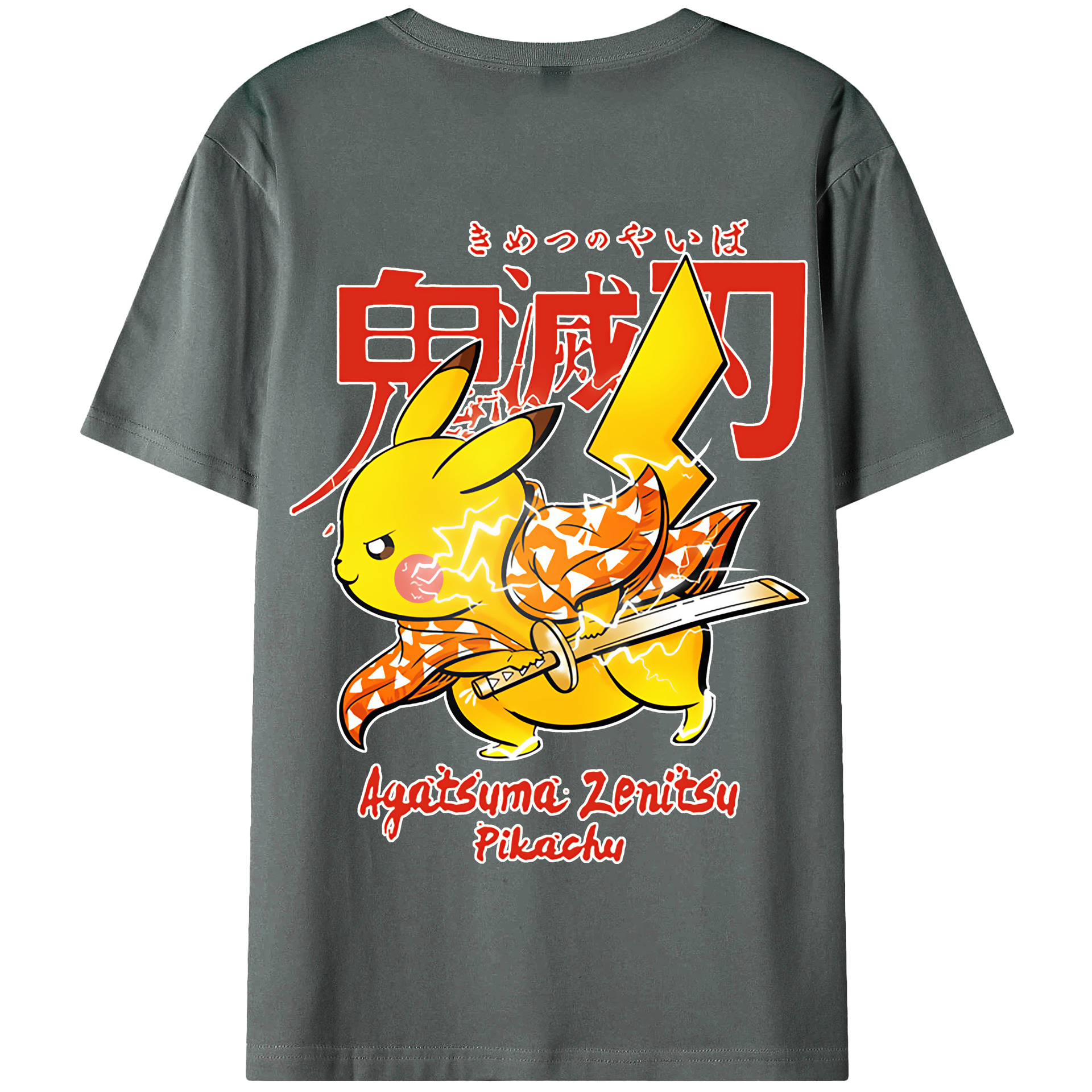 （画像用） 鬼滅の刃（きめつのやいば）我妻 善逸／あがつま ぜんいつ Agatsuma Zenitsu 綿100％半袖Tシャツ（背面プリント）
